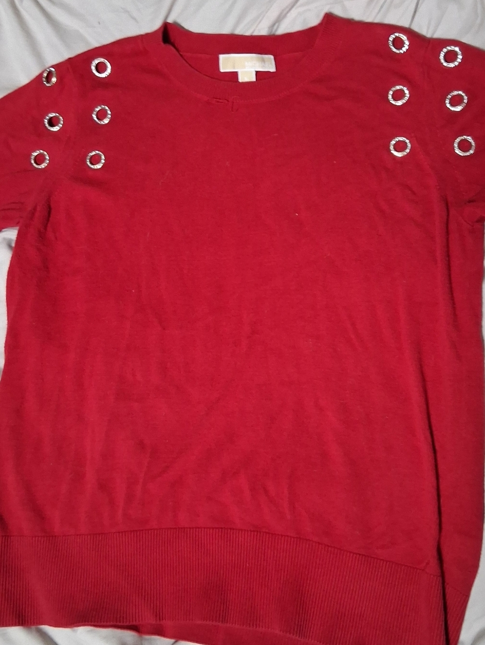 ​ MICHAEL KORS 🔥 Vibrant Red Grommet Shoulder Knit • XL
